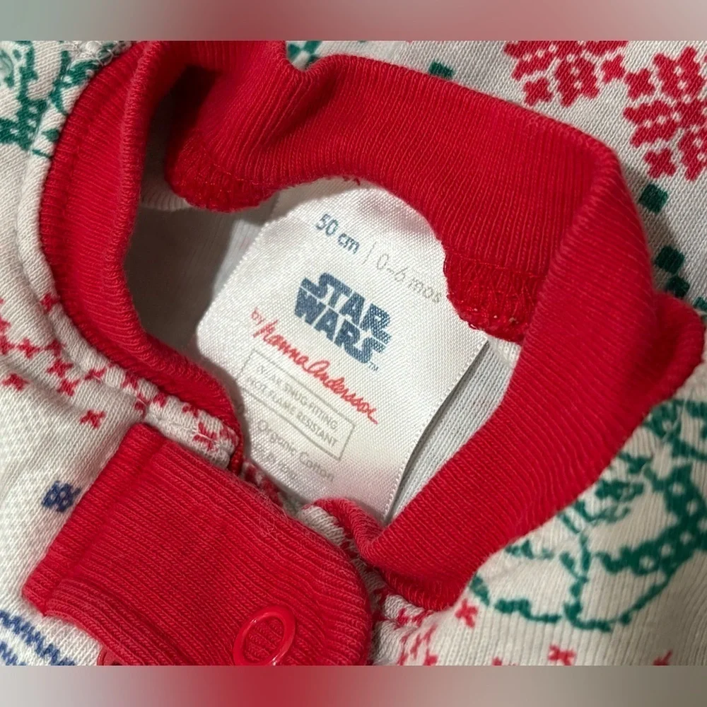 Hanna Andersson Star Wars Holiday Zip Sleeper 60/3-6m Yoda R2-D2